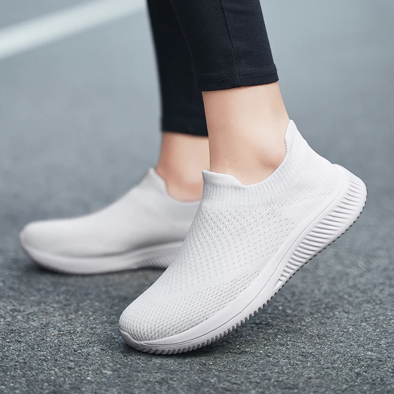 

Lightweight Women Sneakers Knitted Socks Outdoor Walking Shoes Breathable Running Trainers Non-slip Durable High Quality Pink