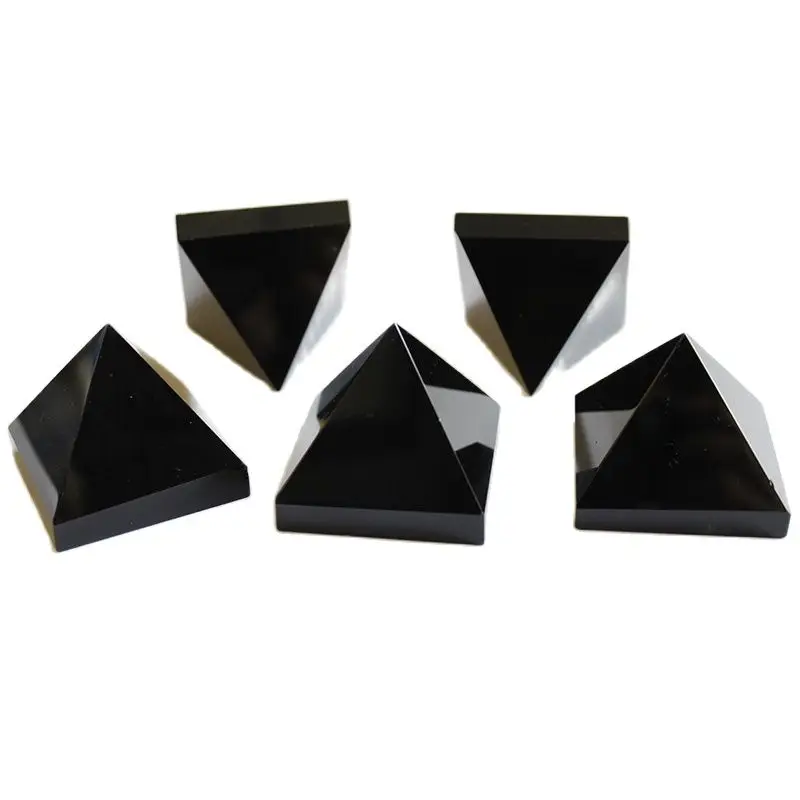 

4-6cm Obsidian Crystal Pyramid Natural Black Gemstone Healing Mineral Triangled Crystals Stone Point Room DIY Decorations Crafts