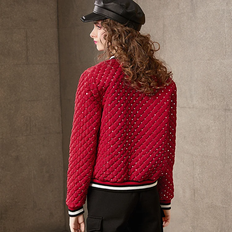 

Autumn and winter coat women's 2020 new fashion stand collar baseball suit versatile Plaid cotton jacket cotton winter coat