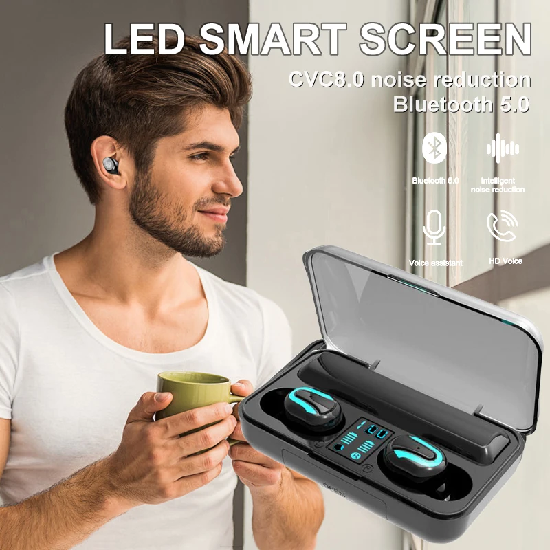 Ottwn TWS Q32-1 bluetooth наушники 5 0 HD Беспроводная гарнитура ЖК-дисплей с зарядным чехлом