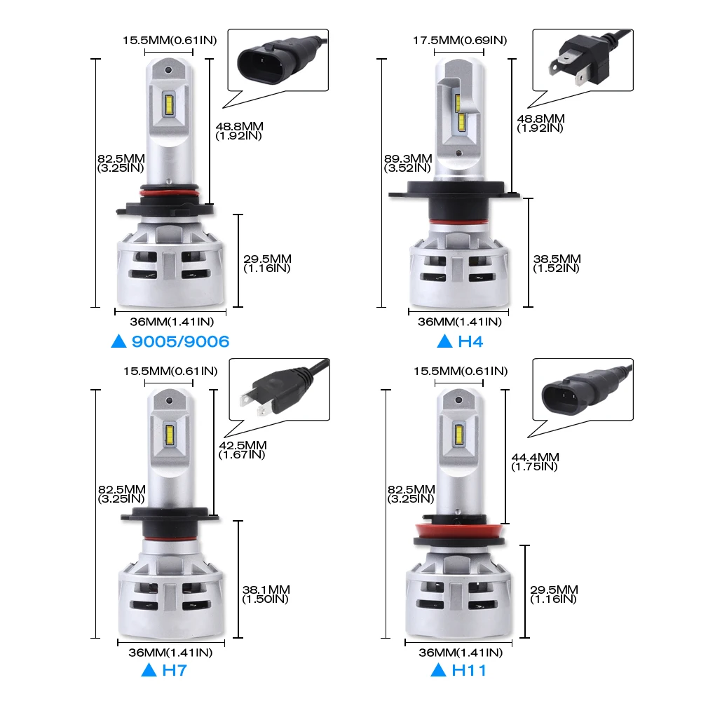 NOVSIGHT H4/HB2/9003 Led H7 H11 9005 9006 Автомобильные светодиодные фары для автомобиля 6500 к белый 60 Вт 10000LM туман светильников и ламп накаливания