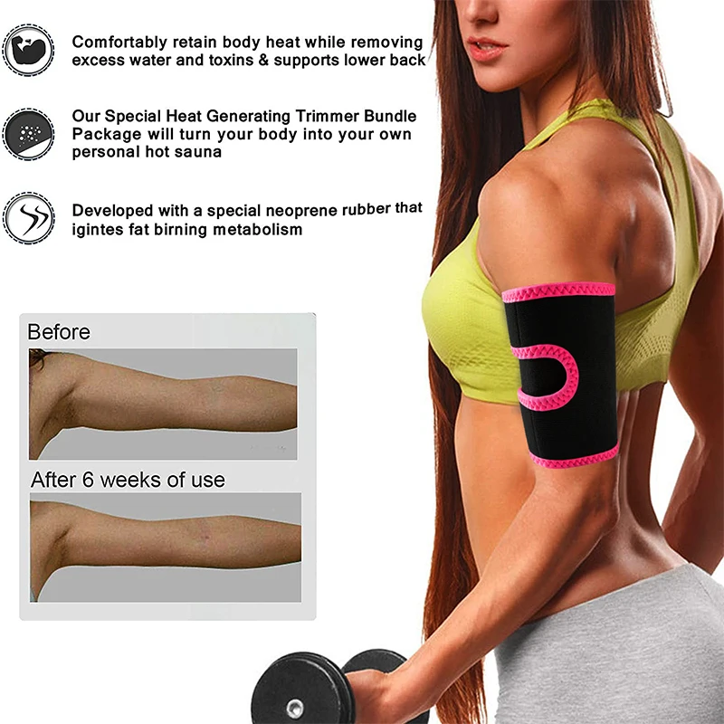 Women's Arm Shapers Trimmers Compression Sauna Sweat Body Shaper Bands Compression Wraps Lose Arm Fat Performance Sleeves 2 Pack