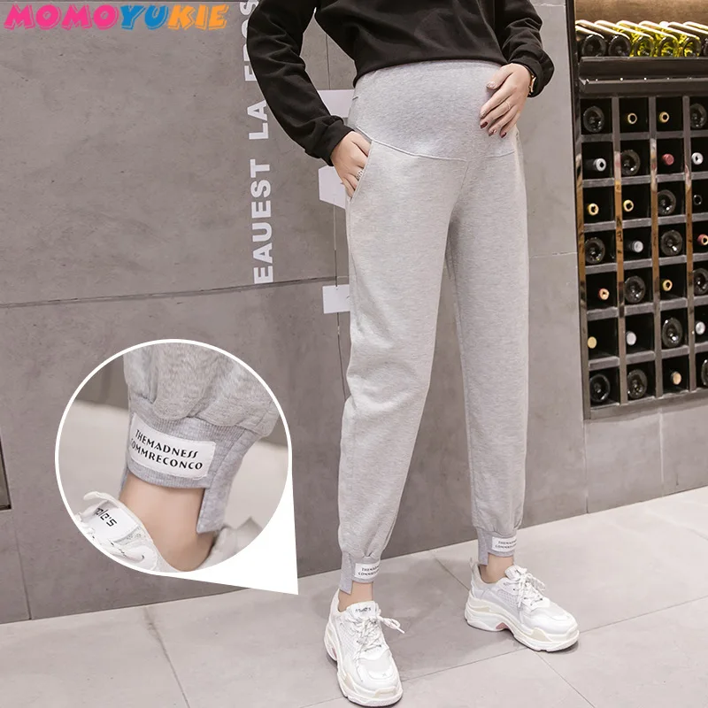 Pantalones deportivos informales para mujeres embarazadas, ropa de maternidad con cintura el&aacute;stica, harem, para primavera-1