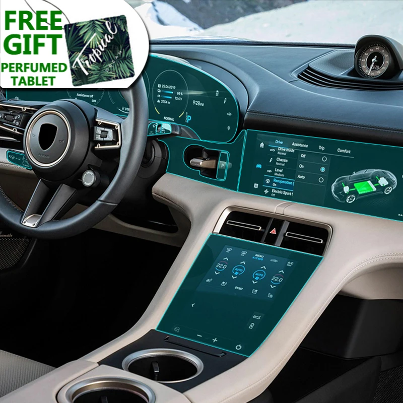

Car Interior Central Console Gear Dashboard Panel Navigation Screen Protective Film For Porsche Taycan 2019 2020 Accessories