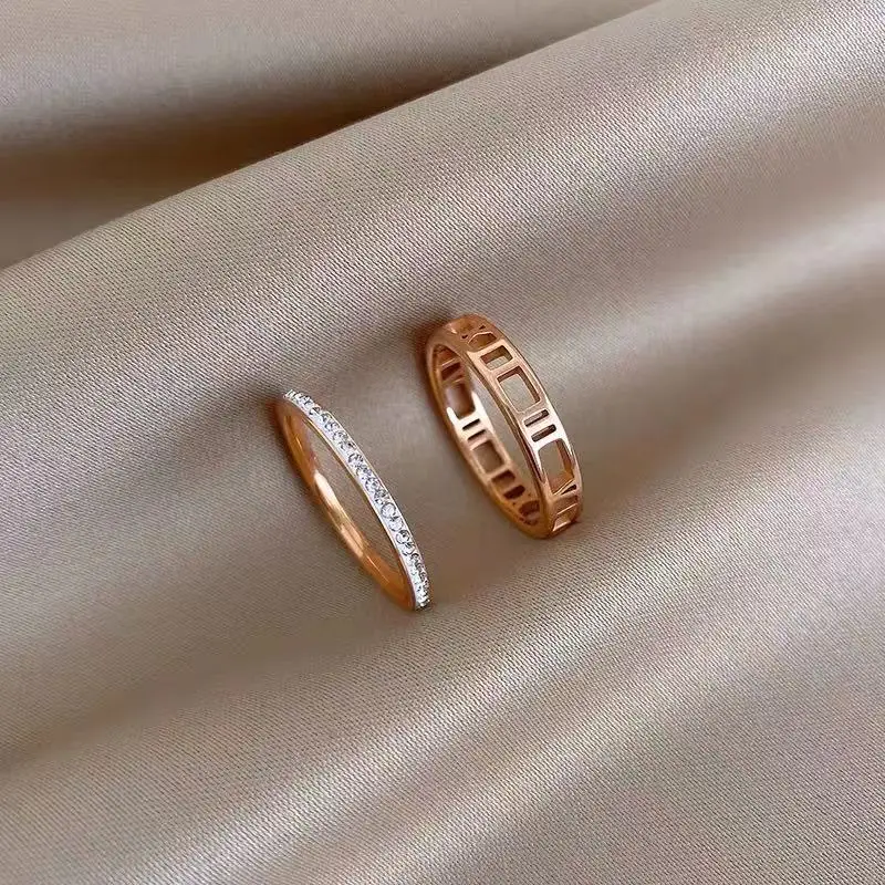 Роскошные креативные римские кольца из двух частей титановые стальные для