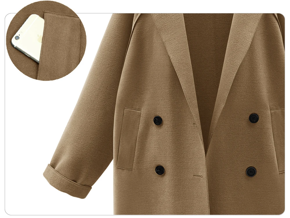 2019 осенне-зимнее женское Шерстяное Пальто большого размера Женская Длинная