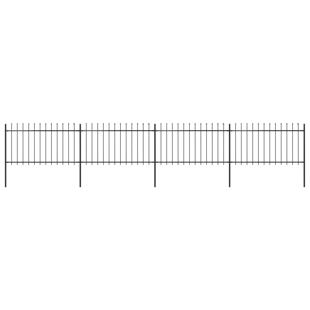 

Garden Fence with Spear Top Steel 267.7"x39.4" Black