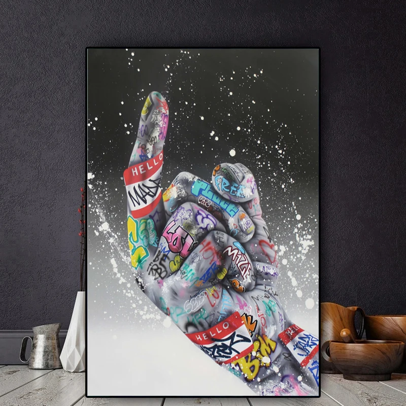 

Street Graffiti Art Canvas Painting Lover Hands Art Wall Posters and Prints Inspiration Artwork Picture for Living Room Decor