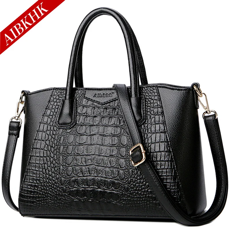 Кожаные сумки брендовые для женщин 2019 классические женские ручные Аллигатор