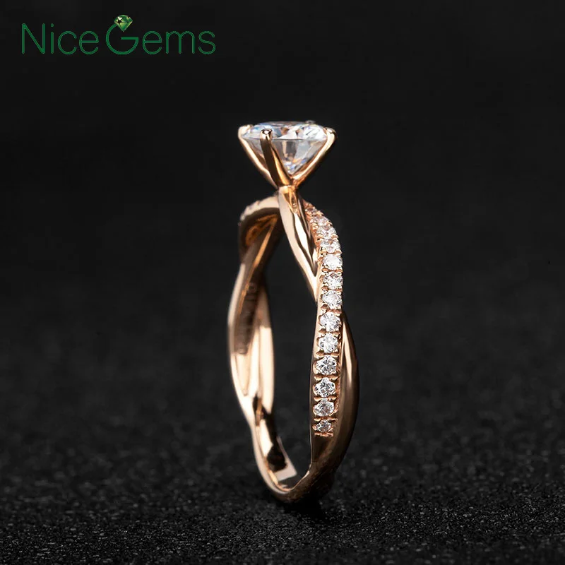 Кольцо NiceGems из белого золота или розового с муассанитом 14 к|Кольца| |