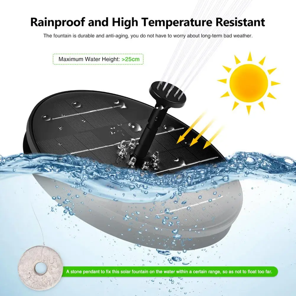 

Mini Floating Water Solar Fountain Garden Water Fountain Pool Pond Home Decoration Outdoor Bird Bath Solar Powered Waterfall