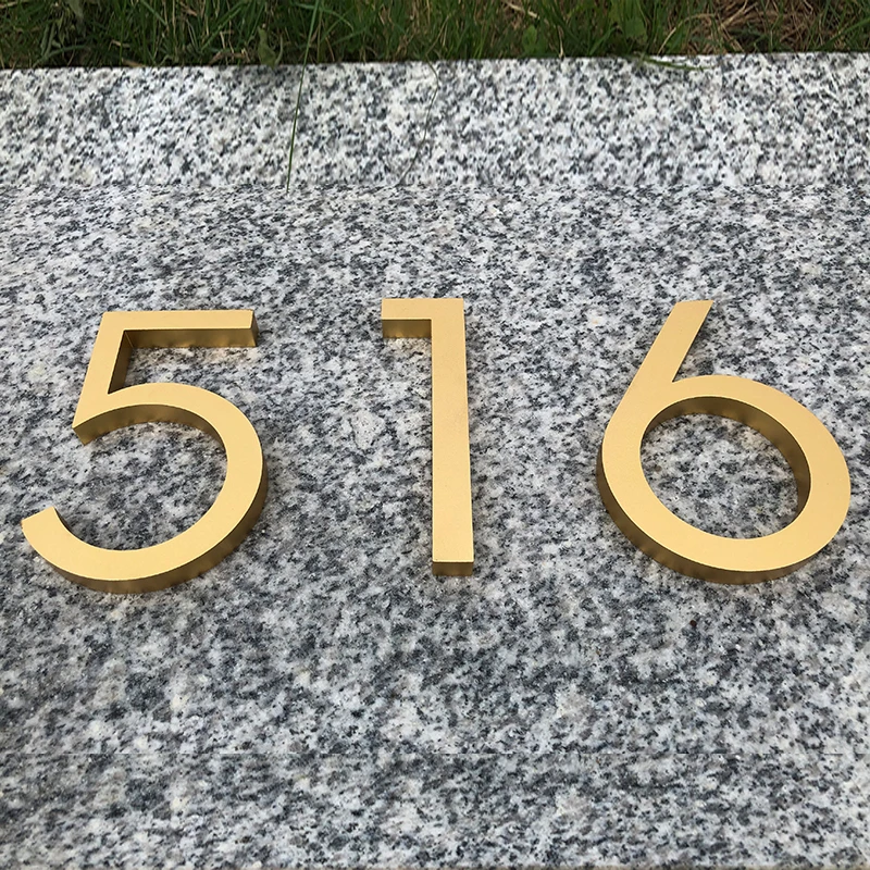 Табличка с номером для дома № 0 10 2 см наружная золотая 4-дюймовая алюминиевая