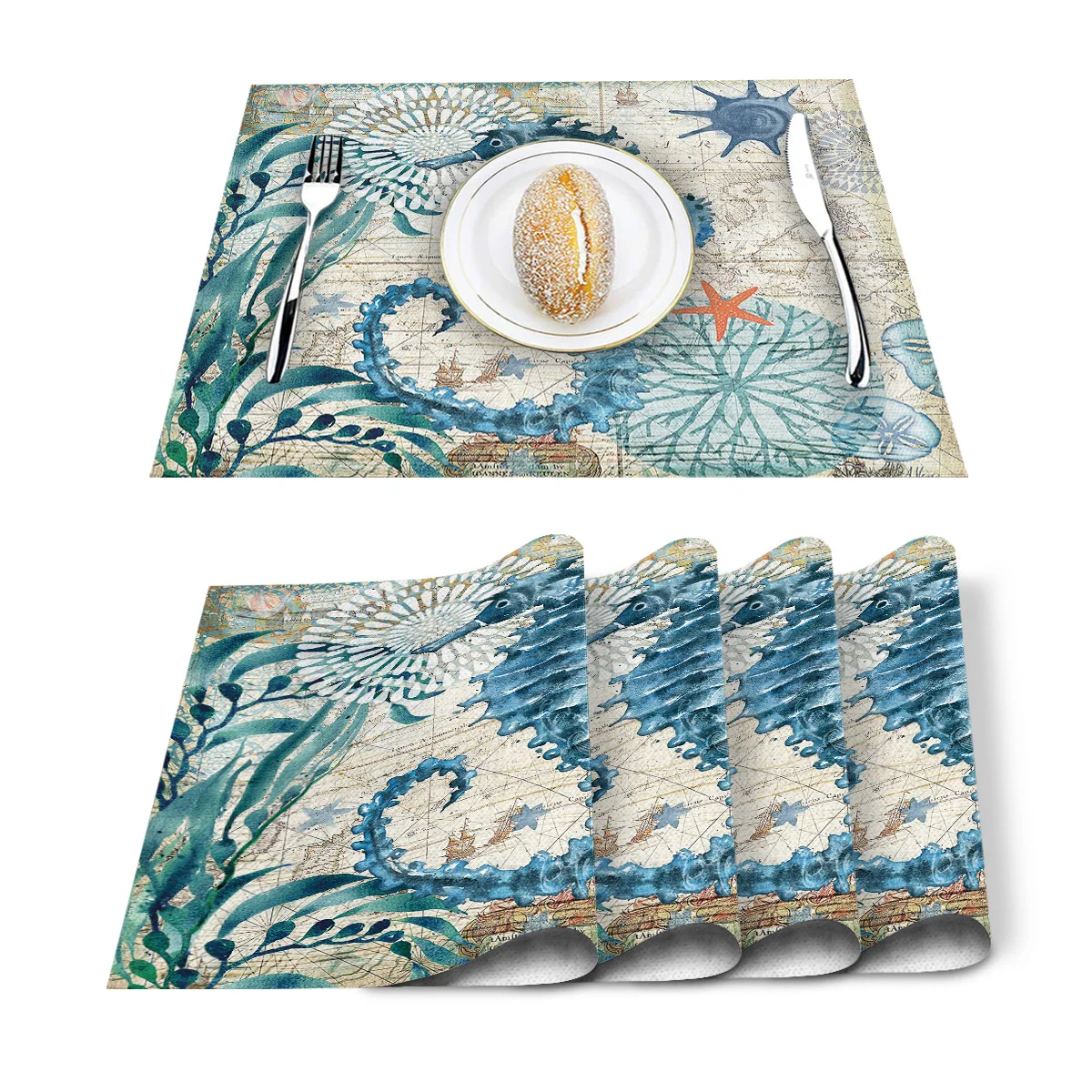 4 6 штук в партии комплект Коврики на стол морской Стиль конек жизнь Столовая