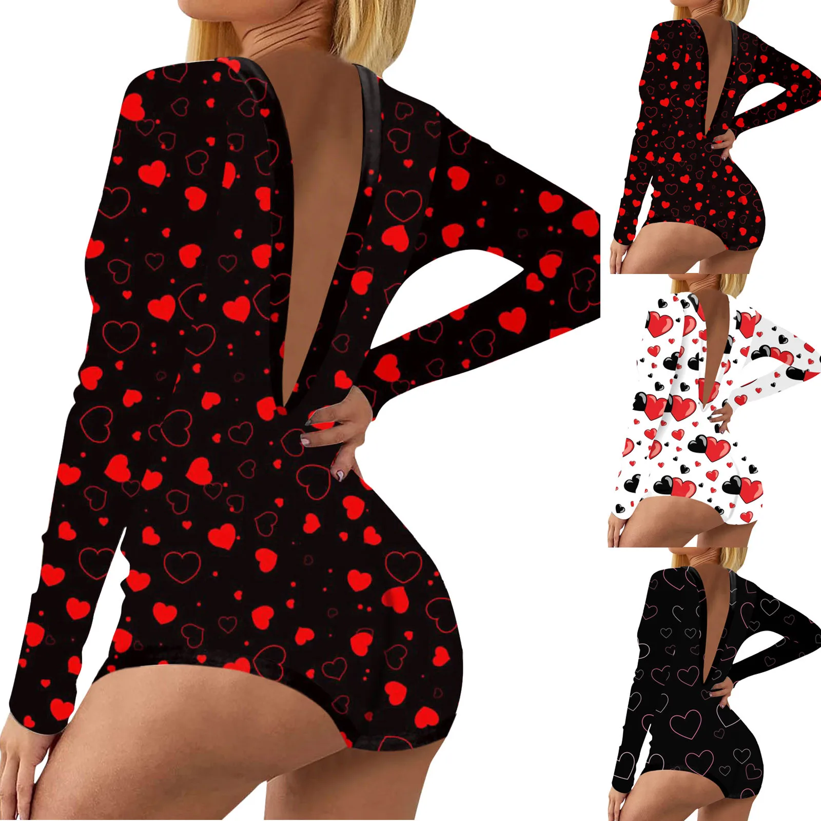 

Модный Женский комбинезон на День святого Валентина, Пижамный комбинезон с длинным рукавом и принтом, повседневный Женский комбинезон, нов...