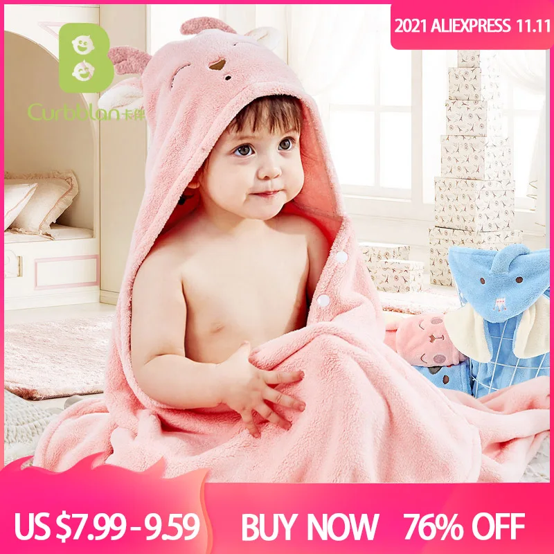 

Curbblan Kids Baby Cartoon Embroidered Bath Towel Hooded 70*140cm Newborn Coral Fleece Children Towels Blanket Bathrobe Infant