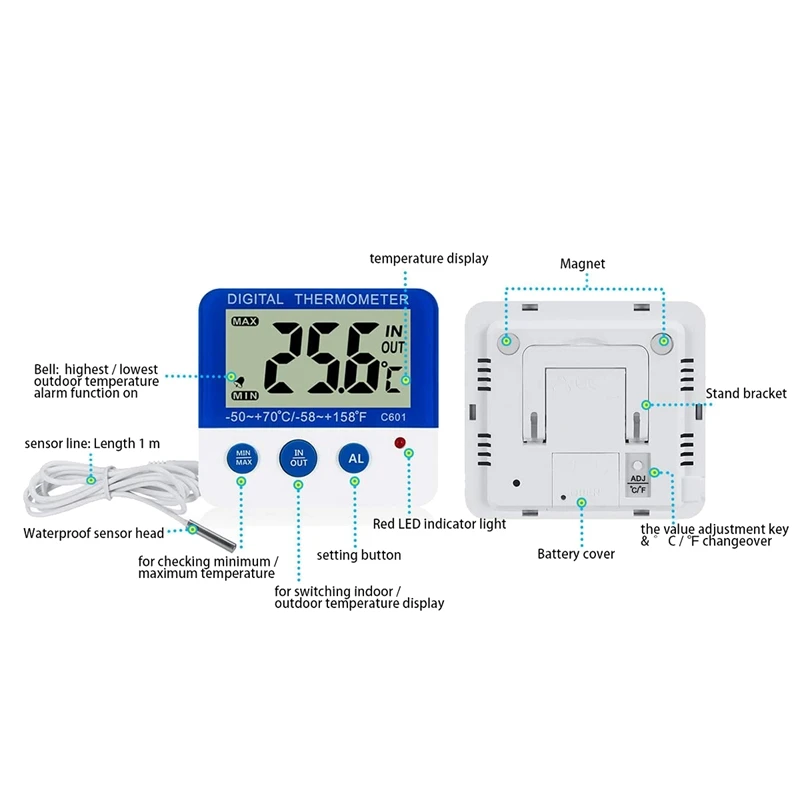 Холодильник Морозильник Термометр с Светодиодный индикатор цифровой термометр