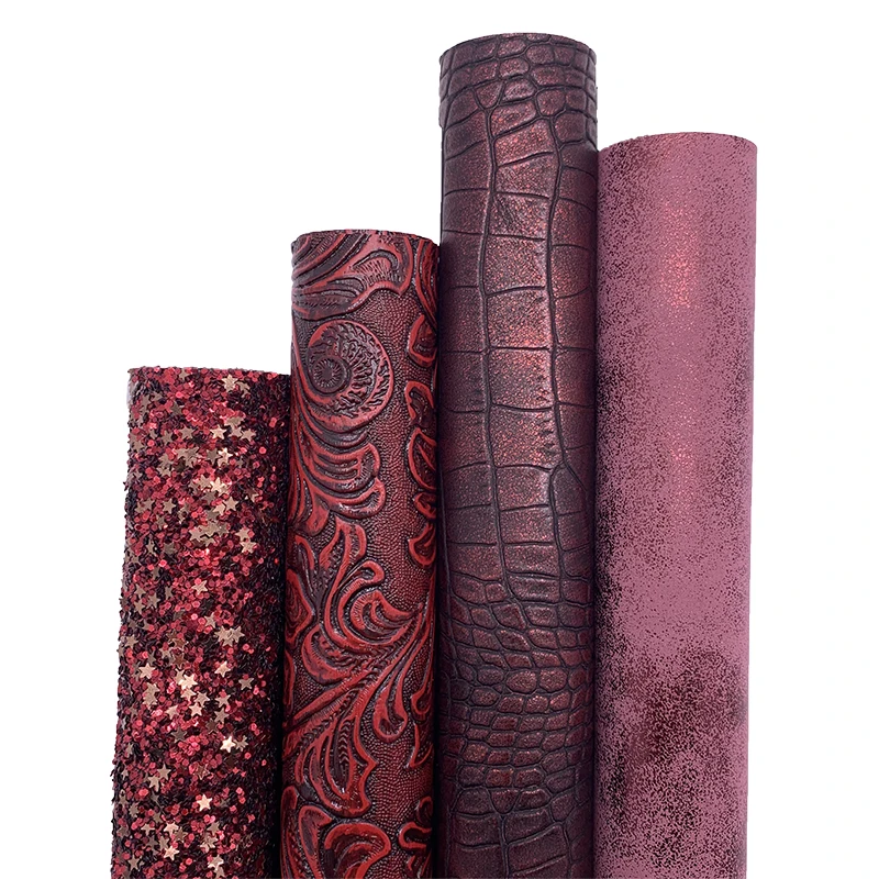 Набор из 4 штук бронзовых звезд с блестками на виниловой ткани, сочетающейся с металлической фальшкожей крокодила для изготовления ленточек и сережек своими руками, 21х29 см, арт. Q158.