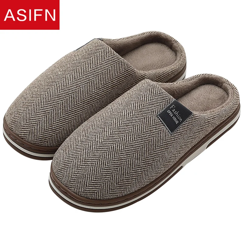 

ASIFN Classic Men Slippers Winter Fur Simple House Indoor Non-slip Thick Bottom Mules Warm Flat Heel Indoor Bedroom Male Slipper