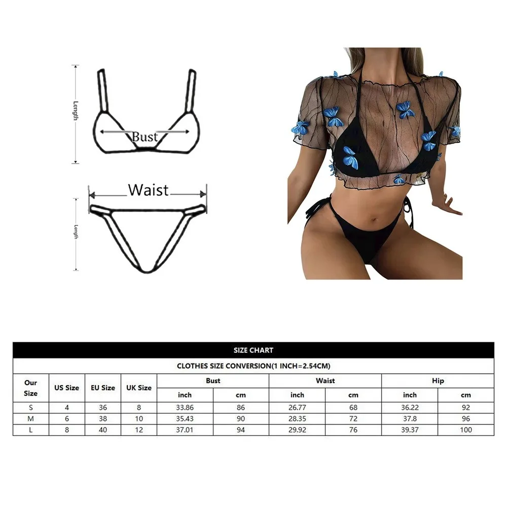 New Sexy Three Pieces Bikini Set 2022 Push Up Women Butterfly Swimsuits Micro Swimwear Bathing Suit Brazilian Biquin | Женская одежда