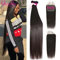 4x4 5x5 6x6 6*6 Lace Closures And Human Hair Bundles With 13x4 Lace Frontal Brazilian Hair Weave Straight 3 Bundles With Closure