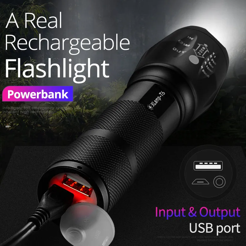 

Мощный перезаряжаемый мини-светодиодный фонарик SHENYU, USB, внешний аккумулятор с прямой зарядкой, фонарик Cree T6, тактический фонарь 18650, фонарь ...