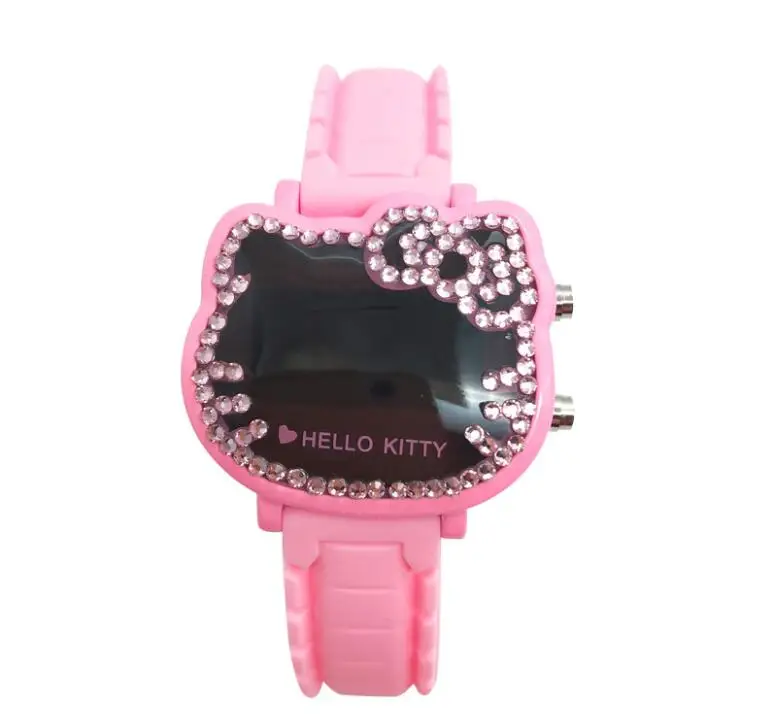 Hello kitty часы Led с бриллиантами и девушки красивые модные блокбастер часы Прямая с фабрики