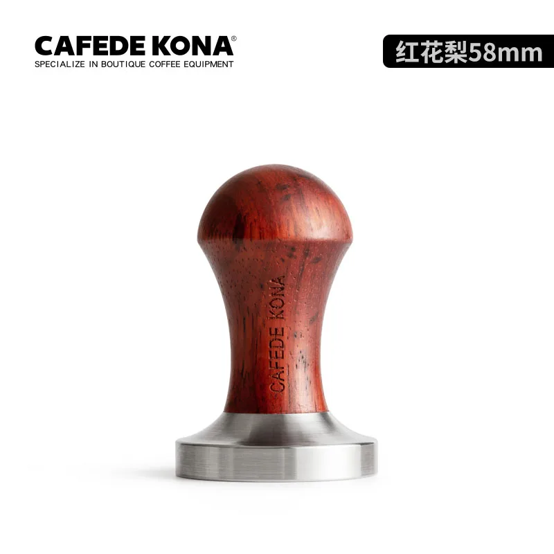 

CAFEDEKONA flat coffee tamper 51/58mm espresso hand tampers great quality smooth wood handle good weight pressure espresso tool