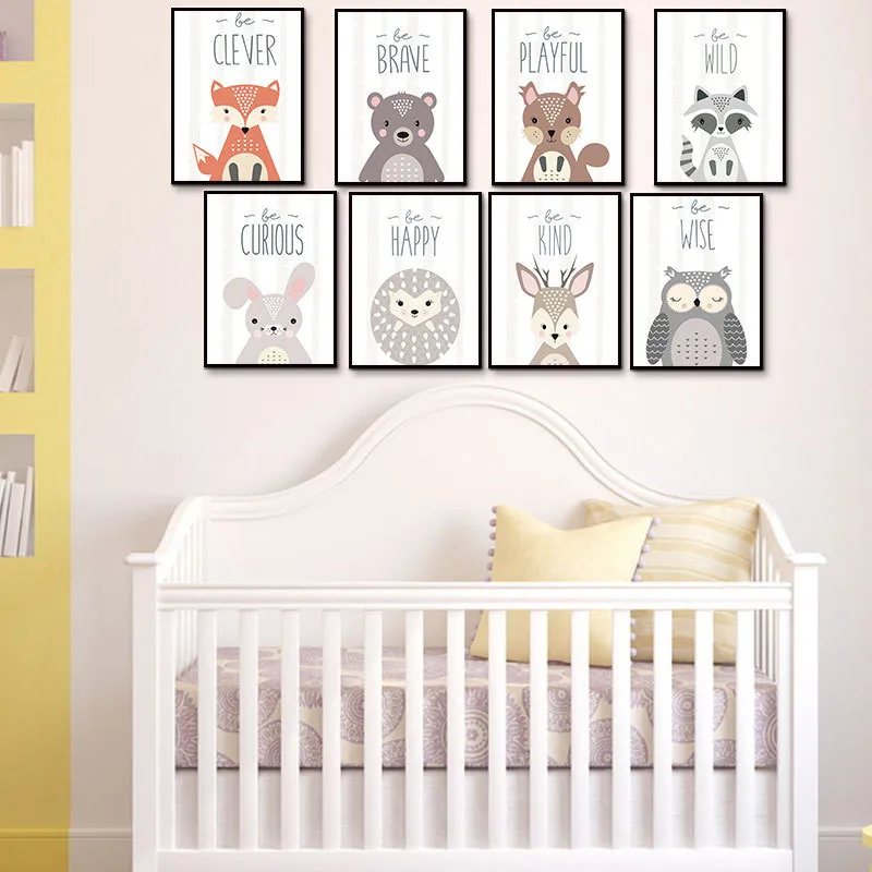 

Decoration Art picture Draw core Spray painting Cartoon Girl Boy Kids Room Decor Bear Rabbit Deer Canvas painting Home Decor