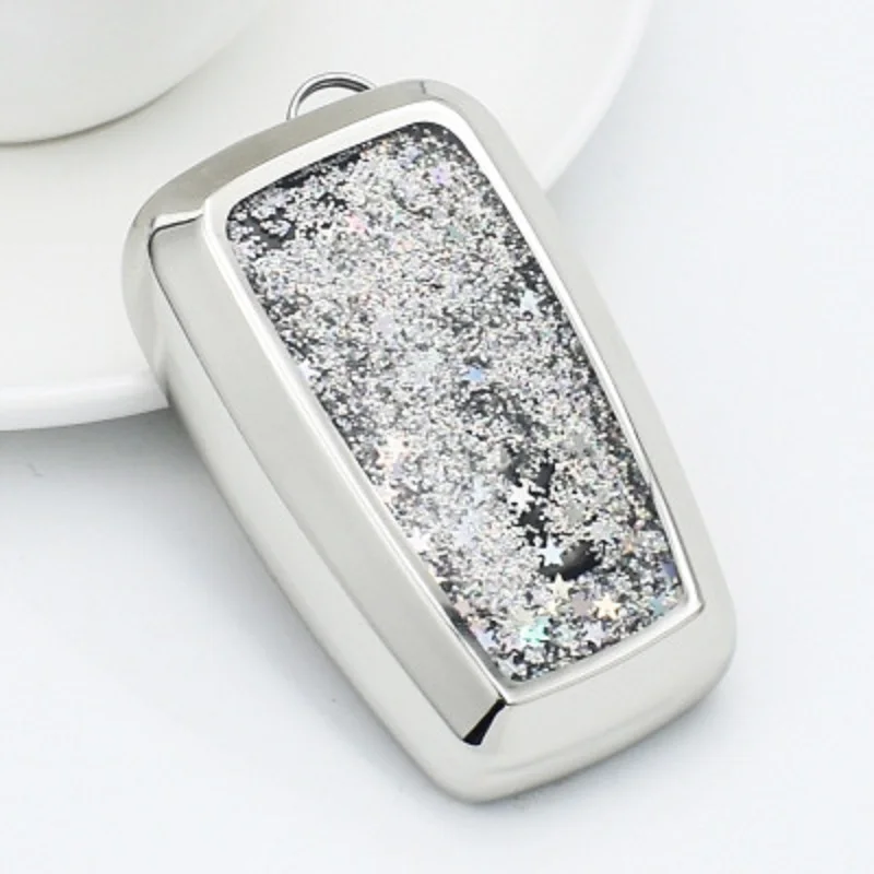 E-silver Мягкий чехол для ключей автомобиля из ТПУ Quicksand для Toyota 2Button Chr C-hr Land Cruiser 200 Avensis Auris Corolla - Название цвета: E-silver