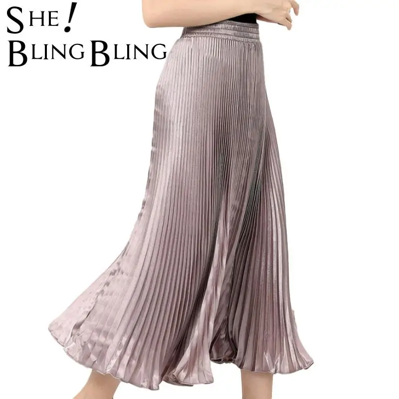 Женская плиссированная юбка SheBlingBling винтажная яркая шелковая с высокой талией