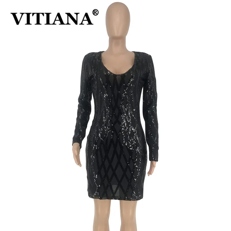 VITIANA женское блестящее мини платье для вечерние женские облегающие Клубные