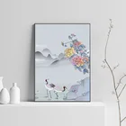Современная декоративная картина с изображением цветов и птиц, новый китайский фон для дивана, Настенная картина с изображением бабочек и журавлей