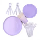 Одноразовая посуда круглой формы чисто фиолетового цвета, 40 шт.компл.