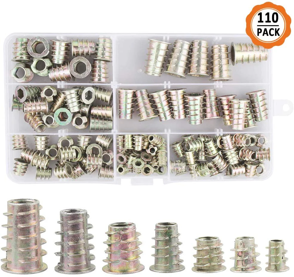 110 шт. резьбовые гайки из цинкового сплава для мебели|Резьбовые вставки| |
