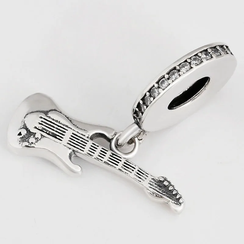 

Original 925 Sterling Silver Charm Creative Electric Guitar Pendant Fit Pandora Women Bracelet & Necklace Diy Jewelry