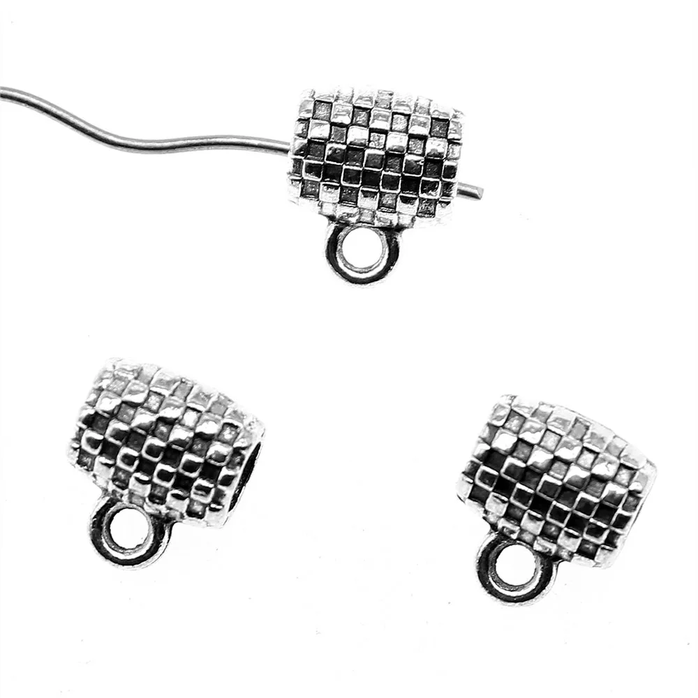 

20pcs 10x9x7mm Bail Beads Fit Charm Bracelet Findings Jewelry Making Antique Silver Color Beads Bails Charm Engraved