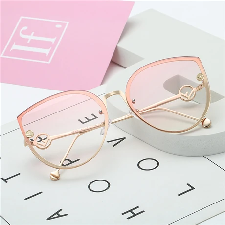 

2021 Metal Cat Eye Sunglasses Women Gradient Sun Glasses For Female UV400