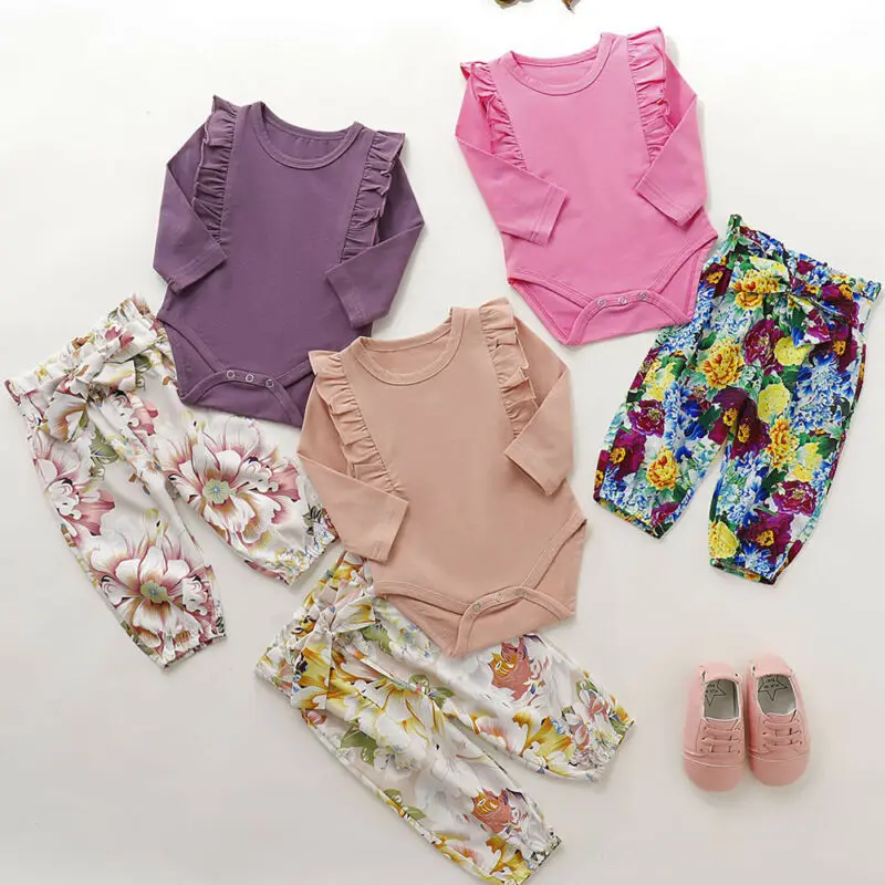 Новинка 2019 Осенний однотонный боди для детей ясельного возраста комплект одежды