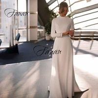 2021 high neck wedding dress long sleeve beading simple floor length sweep train bridal gown robe de soir%c3%a9e de mariage %d0%bf%d0%bb%d0%b0%d1%82%d1%8c%d0%b5