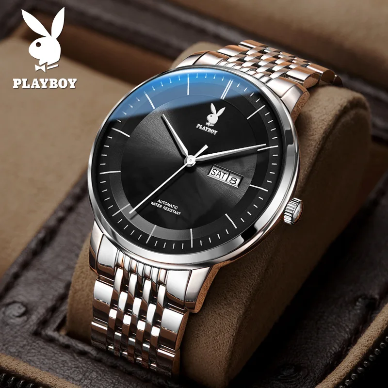 

2021 New PLAYBOY 5552 Fashion Calendar Automatic Mechanical Male Wristwatch Simple Luxury Business Waterproof Men's Watches
