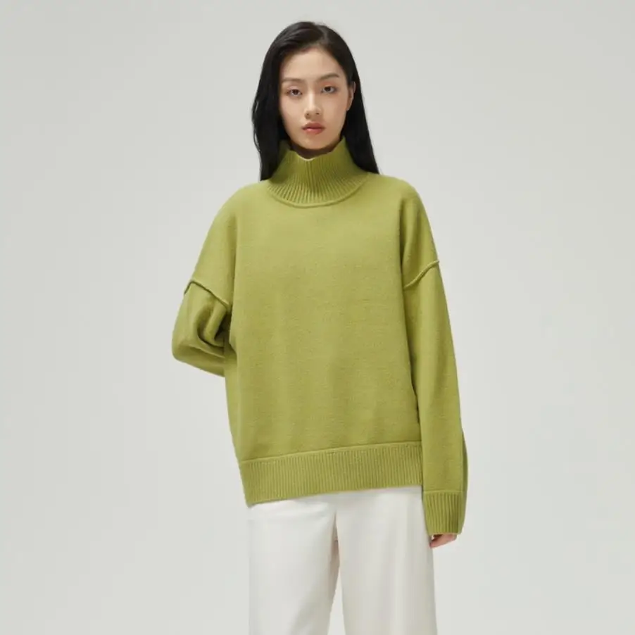 

Модный женский свитер из норки и кашемира, теплые вязаные шерстяные топы, женские дизайнерские топы с рукавом летучая мышь и круглым вырезом, свитер wy390