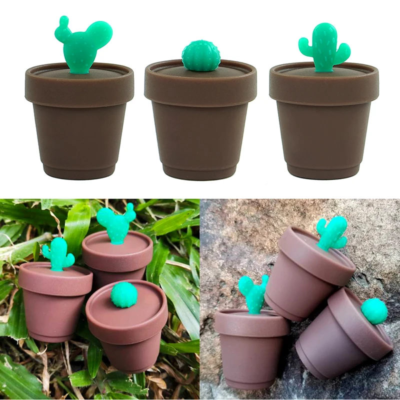 

10pcs 5ml Cactus Design Silicone Wax Concentrate Oil Container Dab Jar for Tobacco