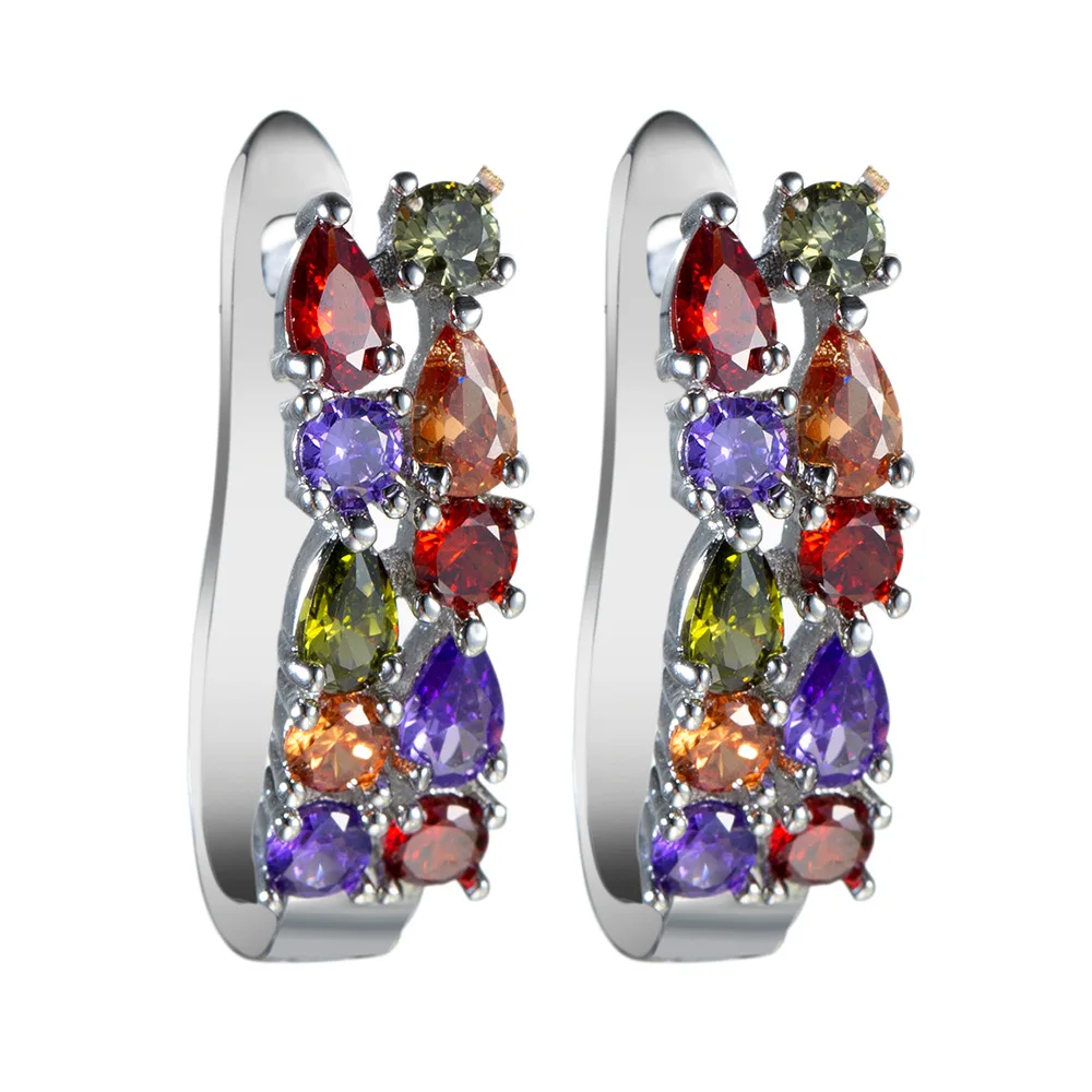 

Wholesale Luxury Rose Gold Color Earrings Flash CZ Zircon Ear Studs Colors Earrings for Women Jewelry