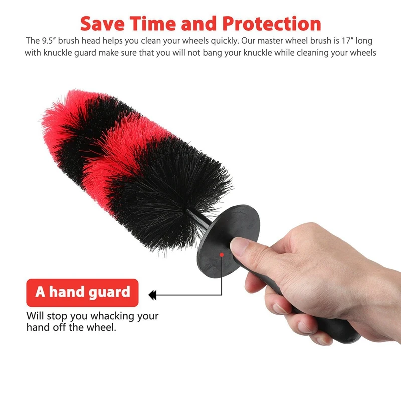 

17 Inch Car Wheel Tire Brush Soft Bristle Automotive Care & Detailing Wash Tool