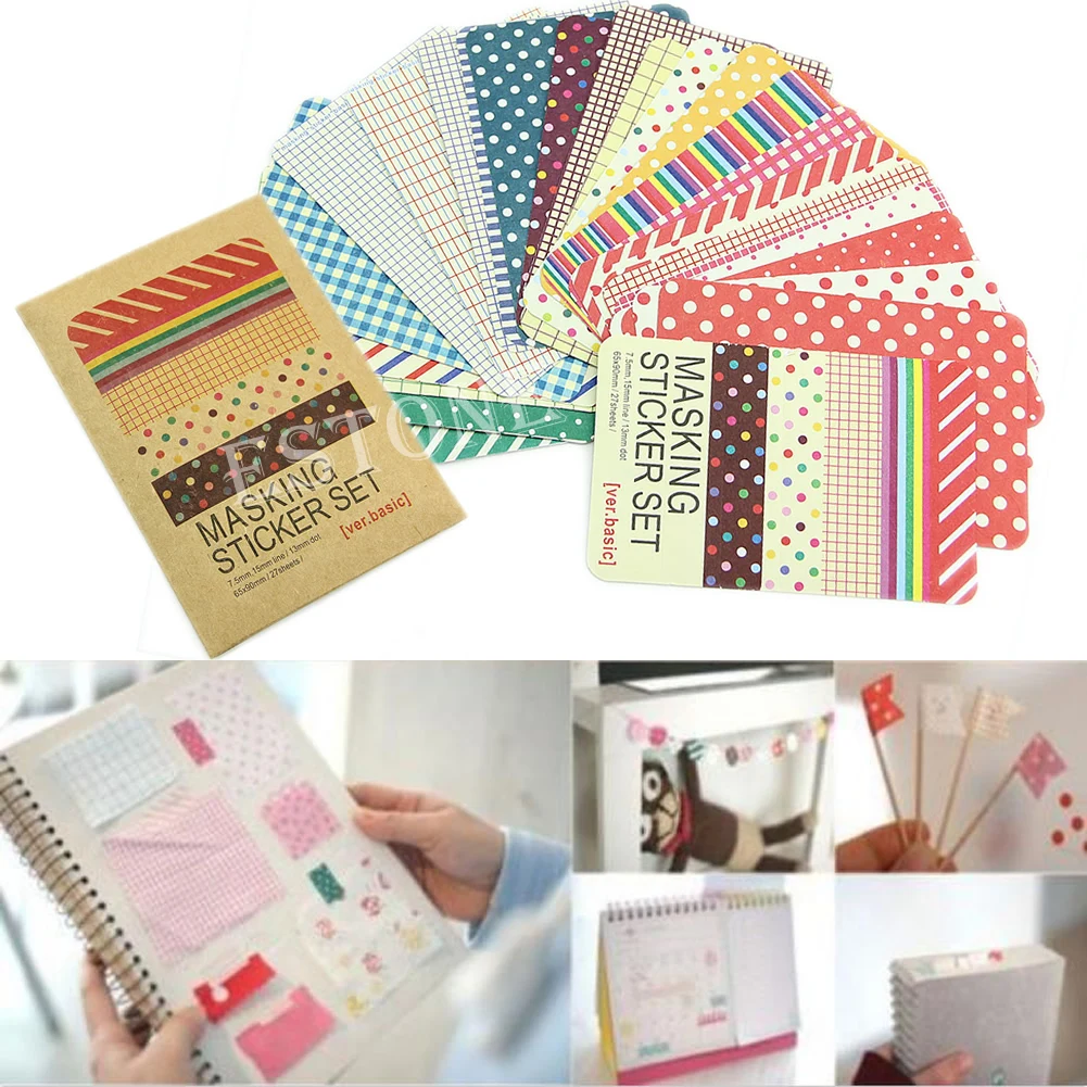 27 шт./лот Васи скрапбукинга Маскировочные наклейки ленты ремесло пакет