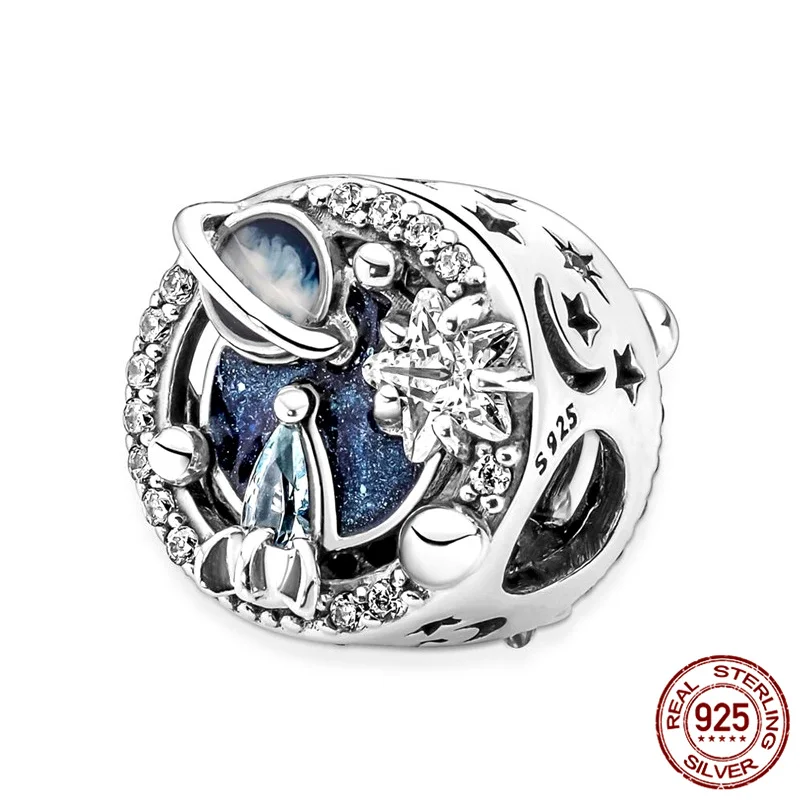 

Бусины из серебра 100% пробы с синим цирконием подходят для браслетов pandora