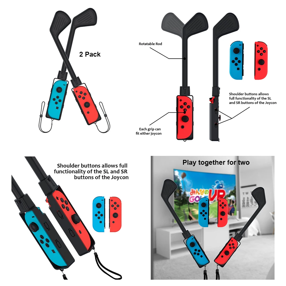 10 в 1 комплект управления движением для Nintendo Switch гольф-клубов рукоятка ремешок