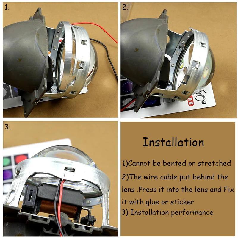 Набор из 2-х светодиодных кольцеобразных глаз демона-дьявола "Halo Rings" с яркостью 360 градусов для фар автомобилей и мотоциклов с линзами проектора размером 2,5 и 3,0 дюйма, питание 12V.