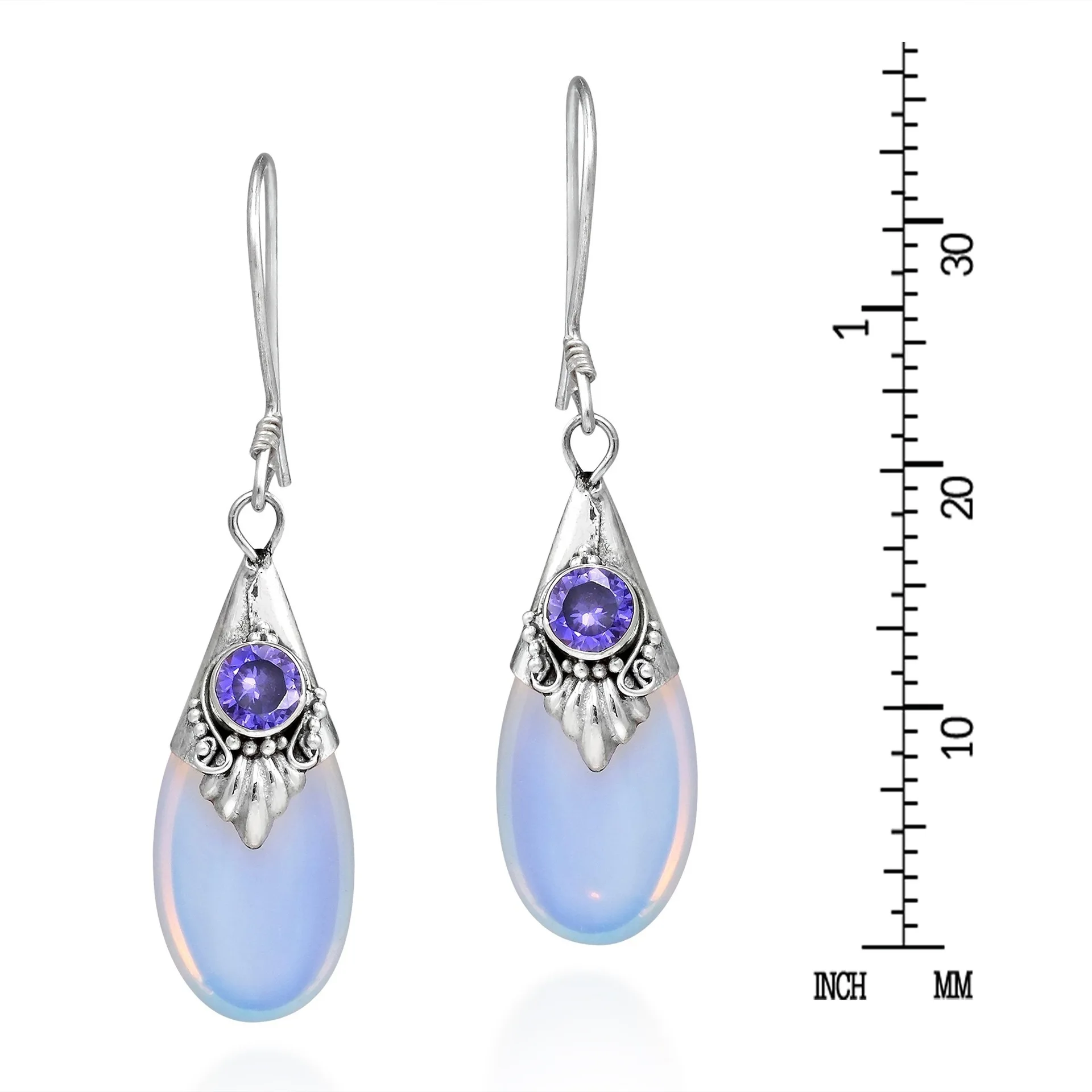 

White moonstone earrings European and American teardrop pear-shaped earrings earrings