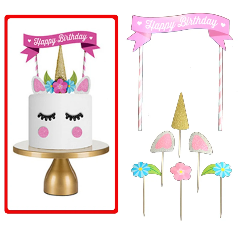 Вставка для торта с единорогом вечерние девичник вечеринка Свадьба украшение